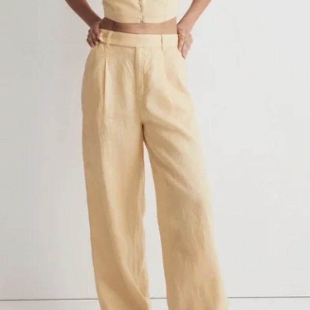 Madewell The Harlow Yellow Linen Wide-Leg Pants